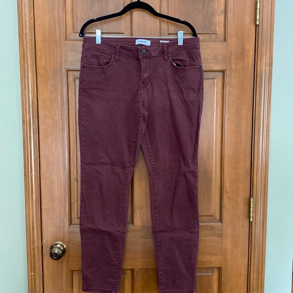 Dark maroon Sonoma skinny jeans, size 12